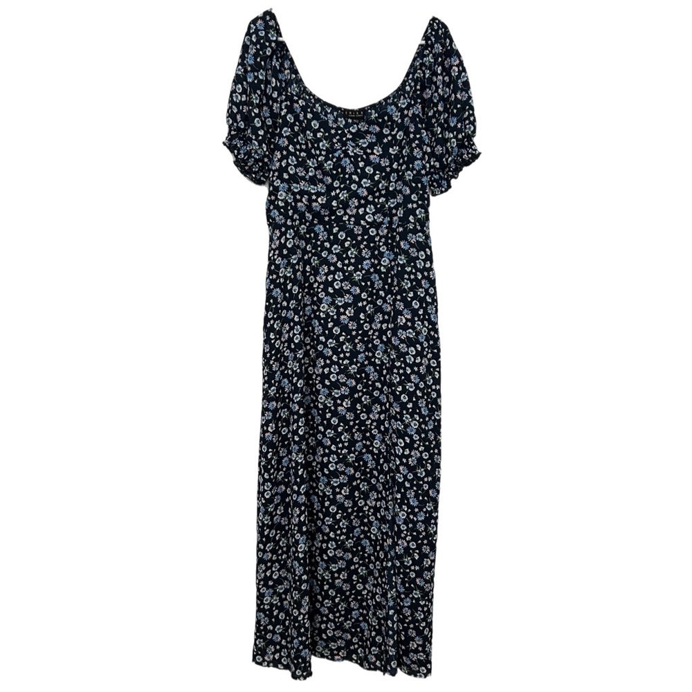 Navy Floral Print Maxi Dress